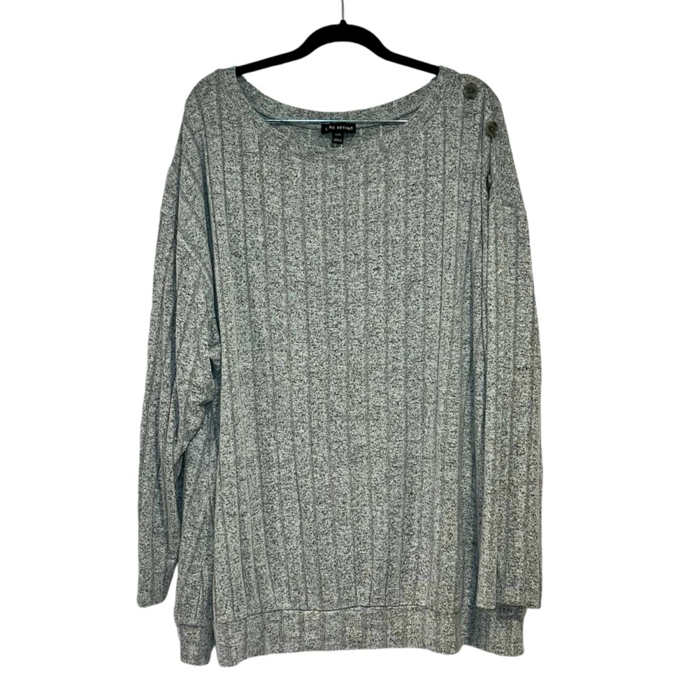 Lane Bryant Light Gray Long Sleeve Button Detail On Shoulder‎ Plus Size 26 28